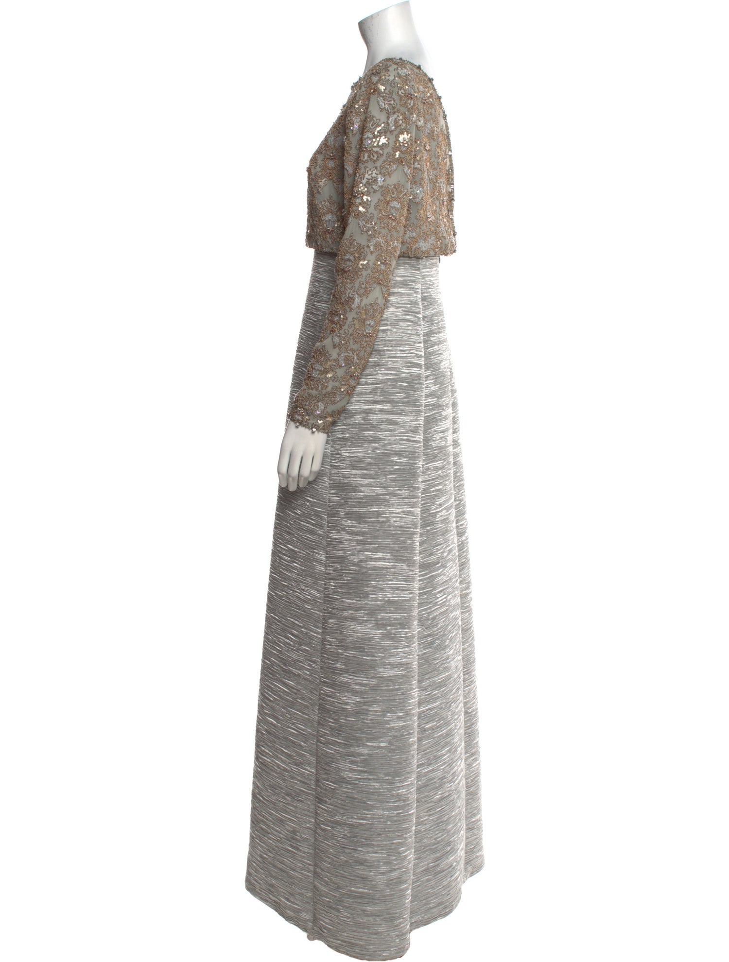 Mary McFadden Bateau Neckline Long Dress